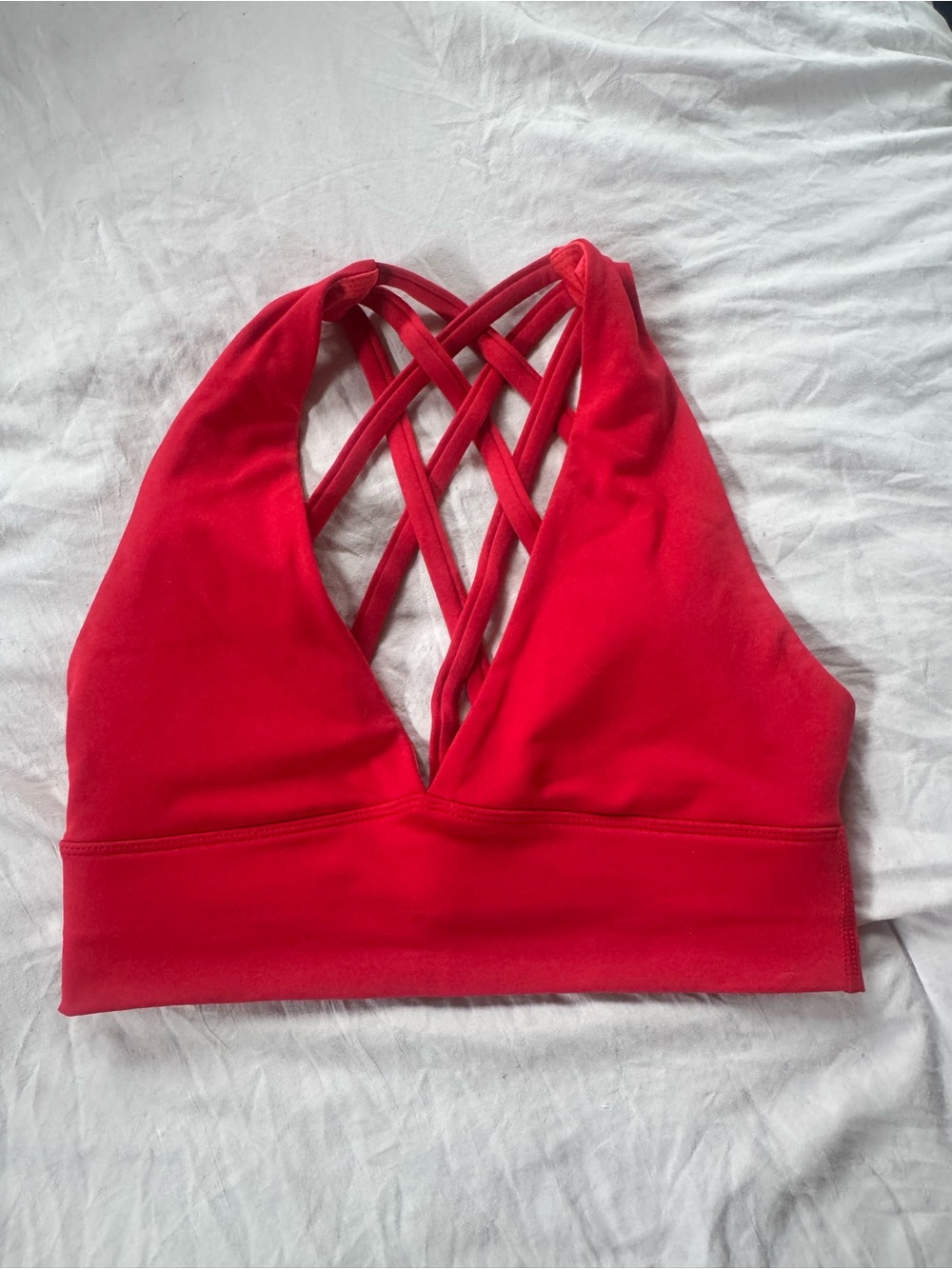 ETHOS Red Strappy Back Sports Bra / Longline Bralette – Size Small